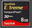 Sandisk Extreme® III CompactFlash® 8GB (SDCFX3-008G-E31) Sandisk Extreme® III CompactFlash® 8GB (SDCFX3-008G-E31)